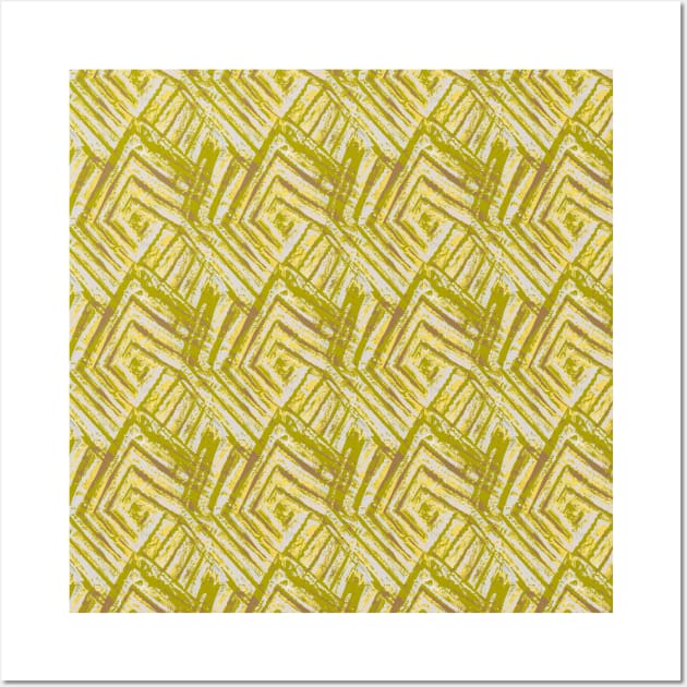 Woodblock geometric print yellow Wall Art by Remotextiles